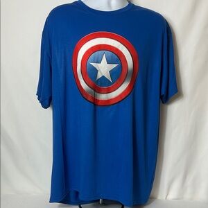 Marvel Captain America Men’s Size 2X Short Sleeve Blue Shield on Front T-shirt